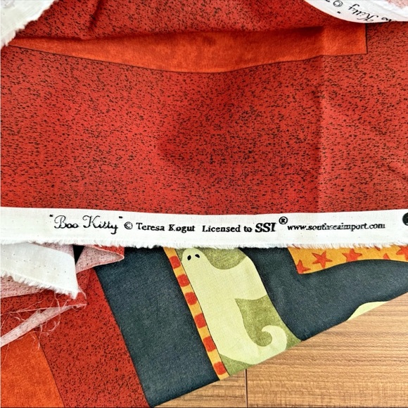 VTG Boo Kitty Halloween Fabric Cat Trick Treat Teresa Kogut SSI 1yd+26"x43" - Picture 13 of 13